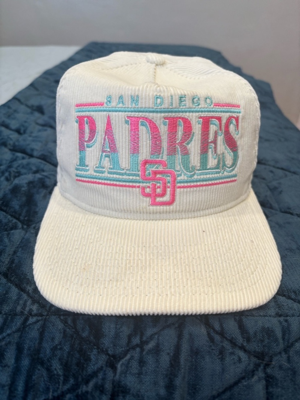 San Diego Padres New Era Golf Corduroy Cap with Pink & Mint City Connect